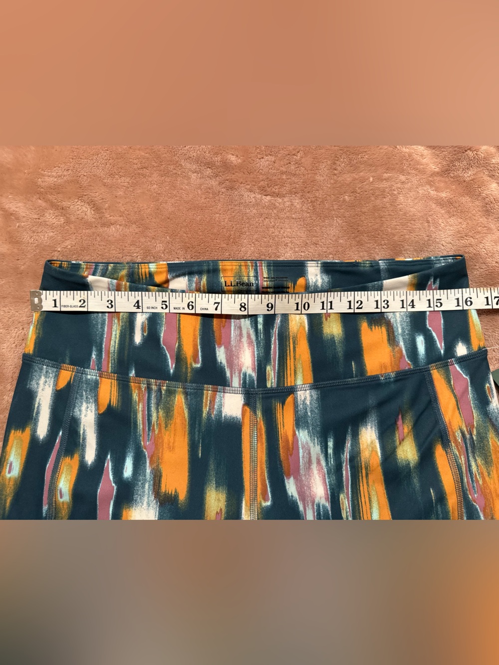 NWT L.L. Bean Everyday Performance High Rise Pocket Leggings, Teal Print, Size L - Picture 5 of 6